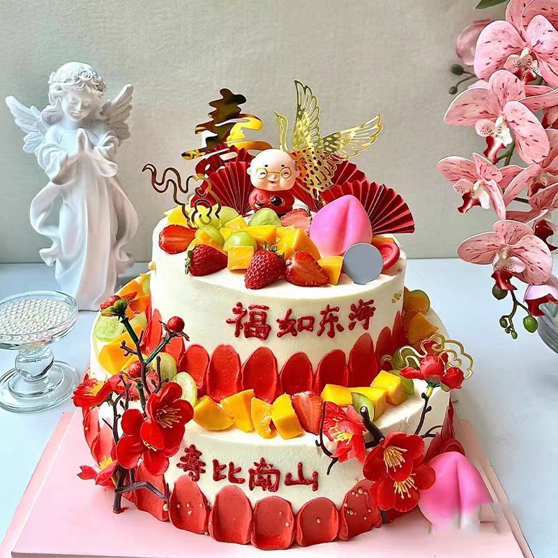 双层祝寿水果蛋糕