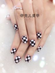 纯手绘棋盘格-甲壳儿美甲美睫