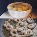 喝冰阔落神仙搭配的蜂蜜芥末与虾仁土豆