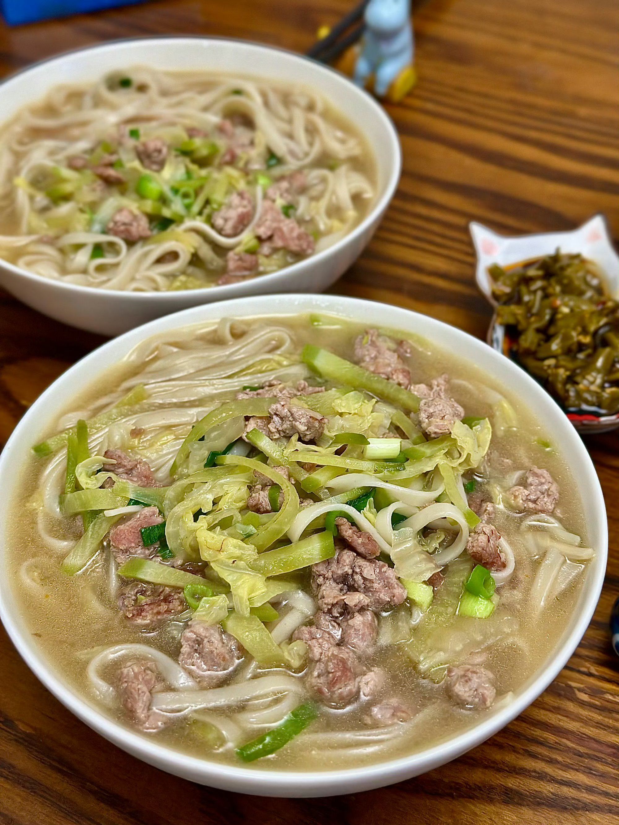 萝卜白菜肉沫面条,包好吃的