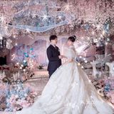 3米层高怎么做梦幻吊顶|粉蓝唯美风婚礼现场🌸