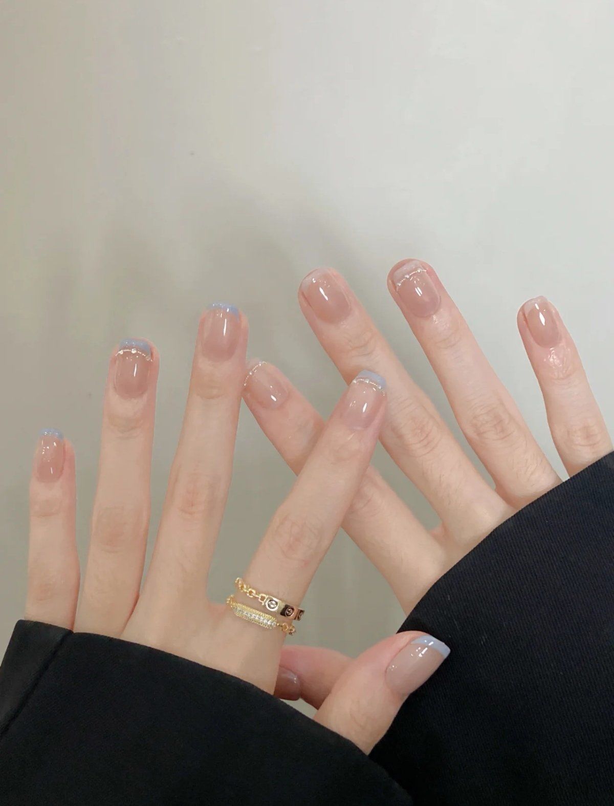 夏日清新双法式边美甲