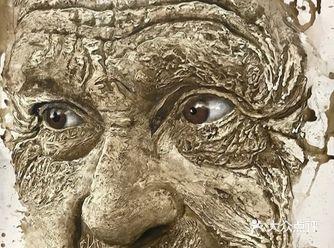 近看是地形图远看是3D立体人像画的创意手绘