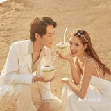 暖色系水景黄昏婚纱照