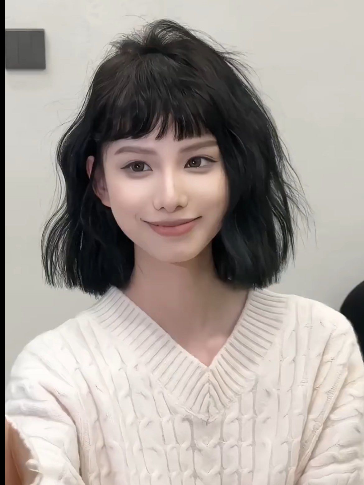 短发自然微卷发