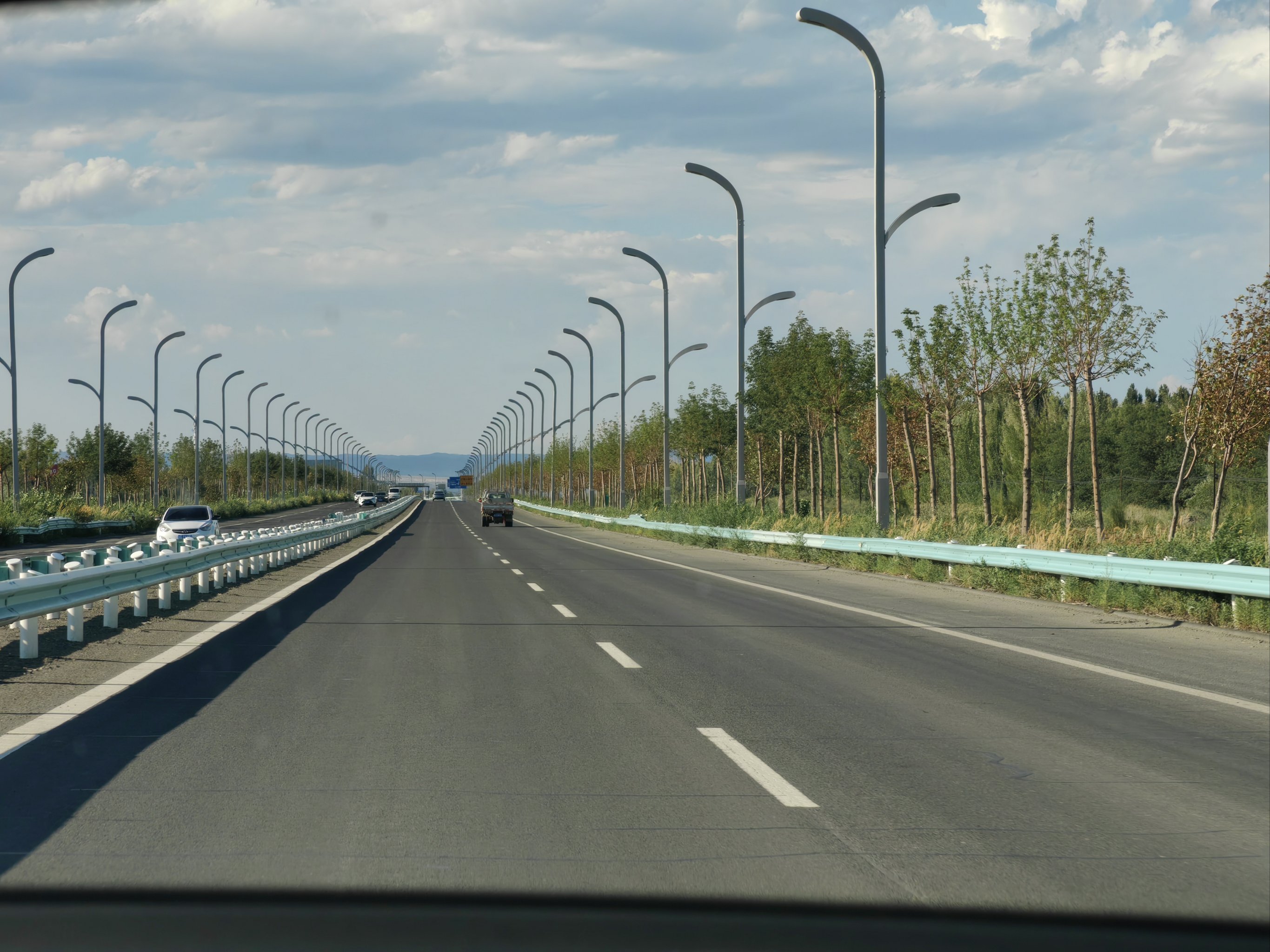 新疆的公路上的路灯是多姿多样的,这像什么