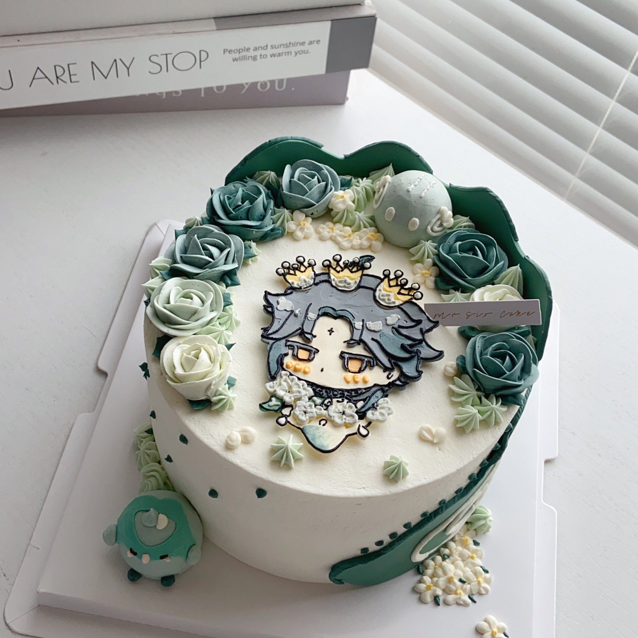 奶油霜手绘原神魈蛋糕