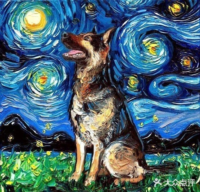 当梵高的《星月夜》遇上可爱的狗子🐶