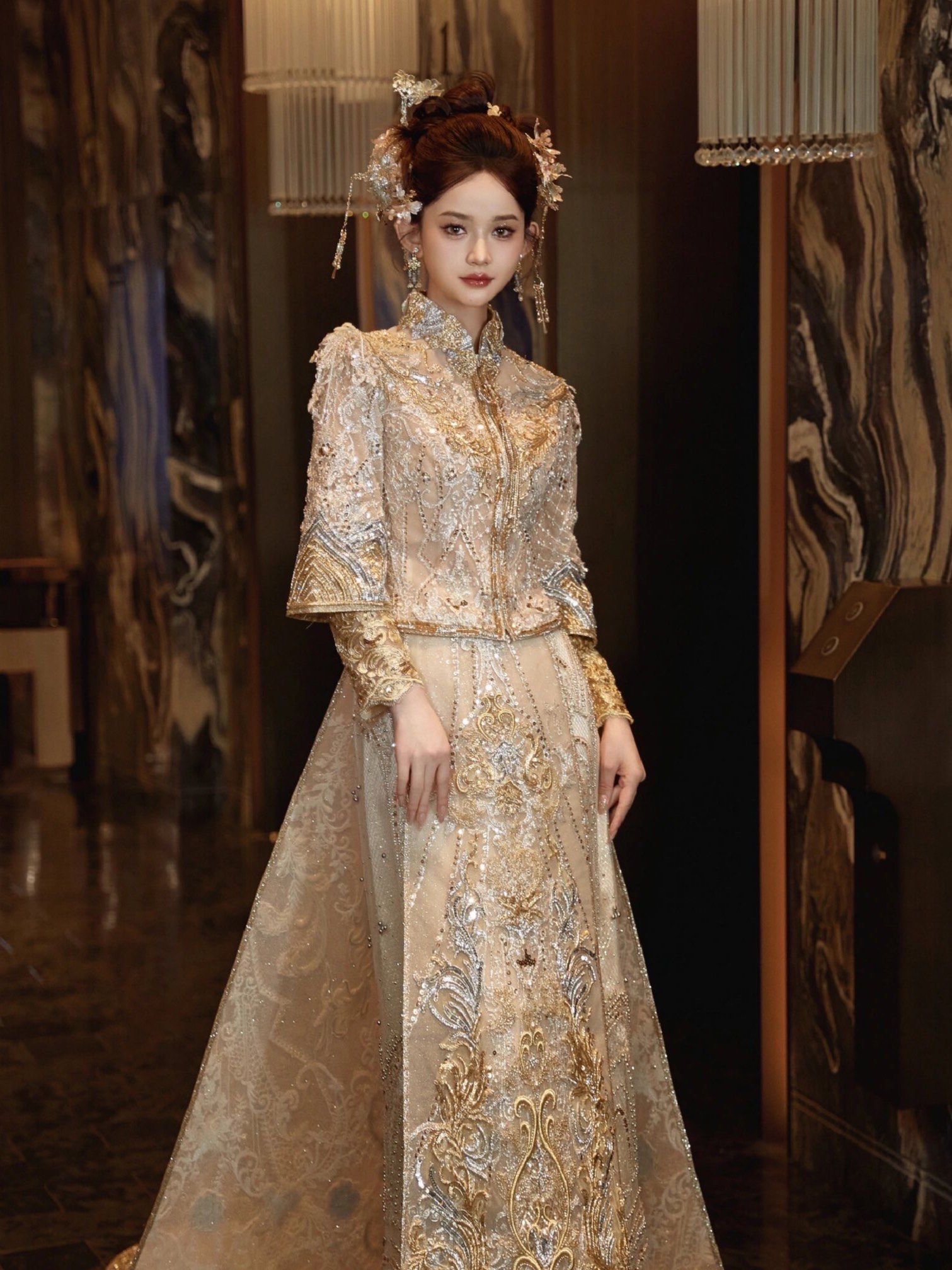 金色马来褂浪漫别致,不失贵气 · 婚纱礼服