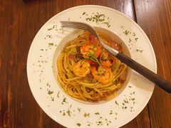 鲜虾蒜辣意面-小食院简餐厅