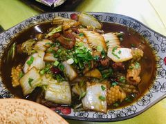白菜油渣炒鱿鱼-顾家土菜館