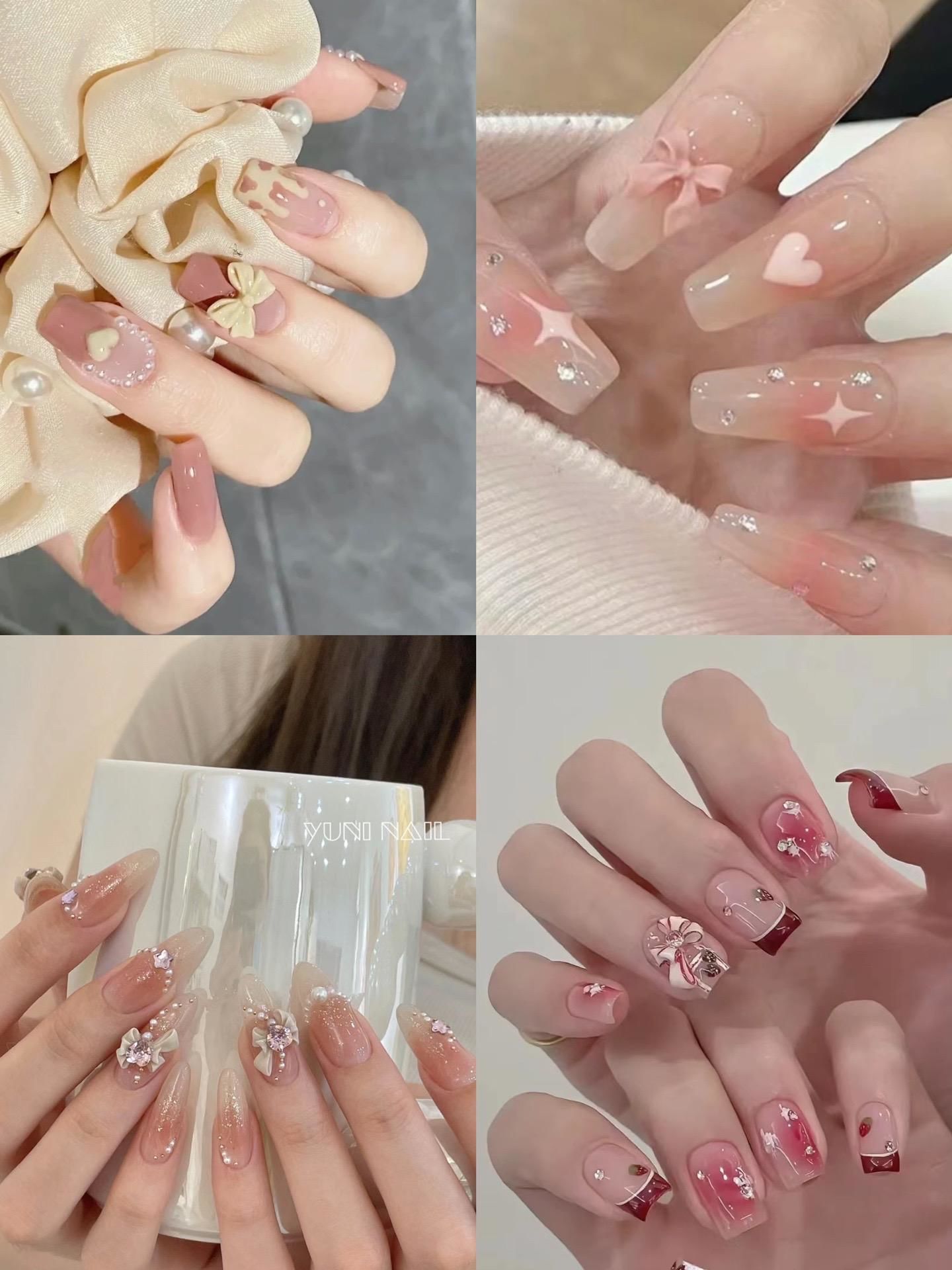 温柔的蝴蝶结美甲合集