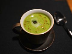 西葫芦瓜汤配扇贝刺身及黑鱼子酱-AZUL by FUEL蓝色·法式酒馆(琶醍店)