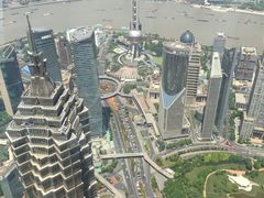 从环球金融中心俯瞰黄浦江畔-上海环球金融中心云端足球盛典