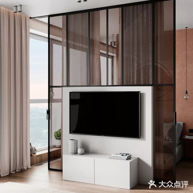 40㎡一居室，用电视墙做隔断，空间显大又有层次