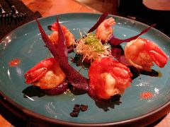 煎虾配紫薯泥薯片及姜味柠檬汁-AZUL by FUEL蓝色·法式酒馆(琶醍店)