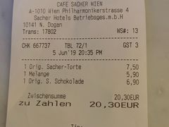 账单-Cafe Sacher(WIEN)