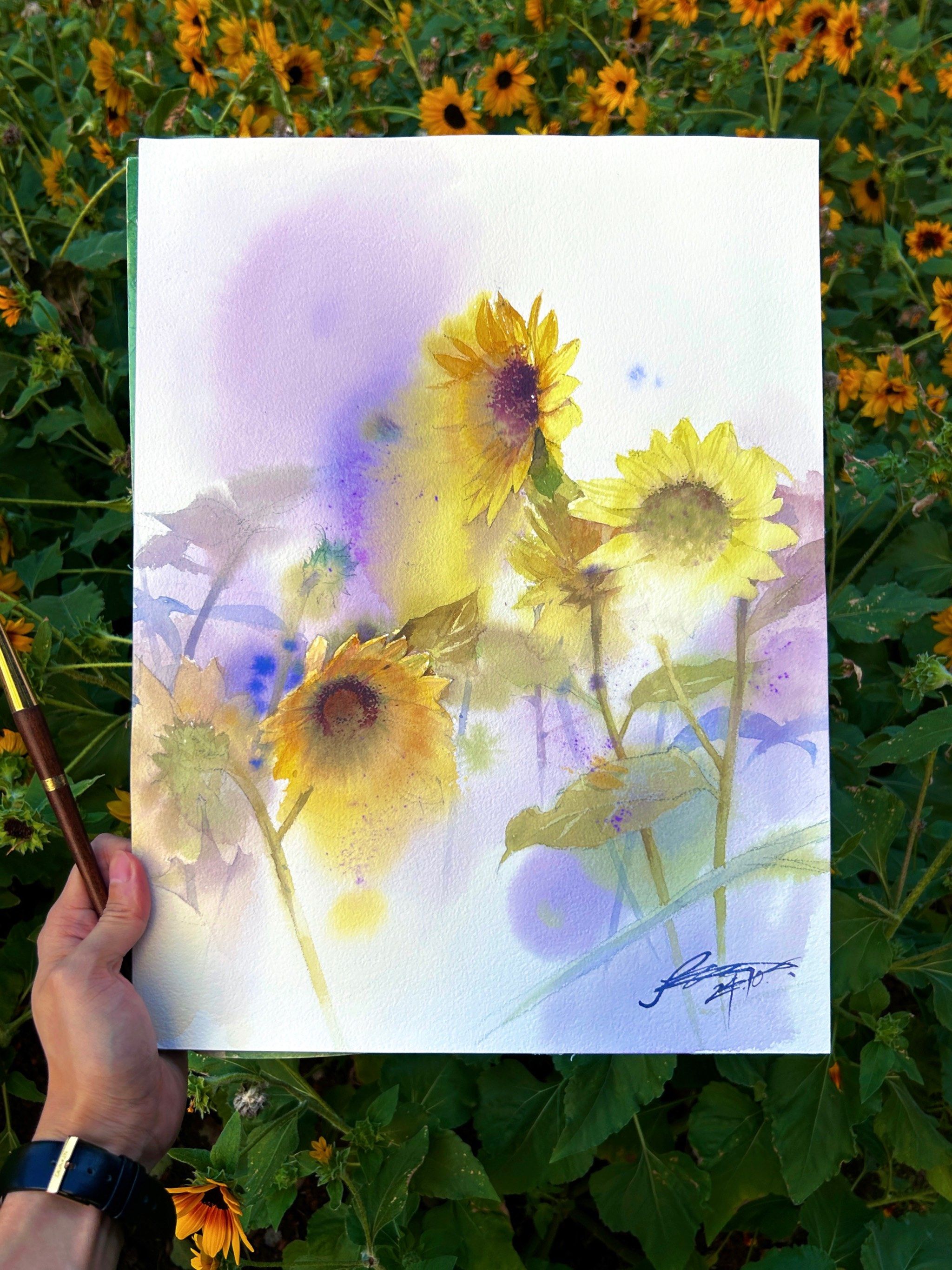 水彩画|记录下广州的向日葵花海!🌻✍🏼