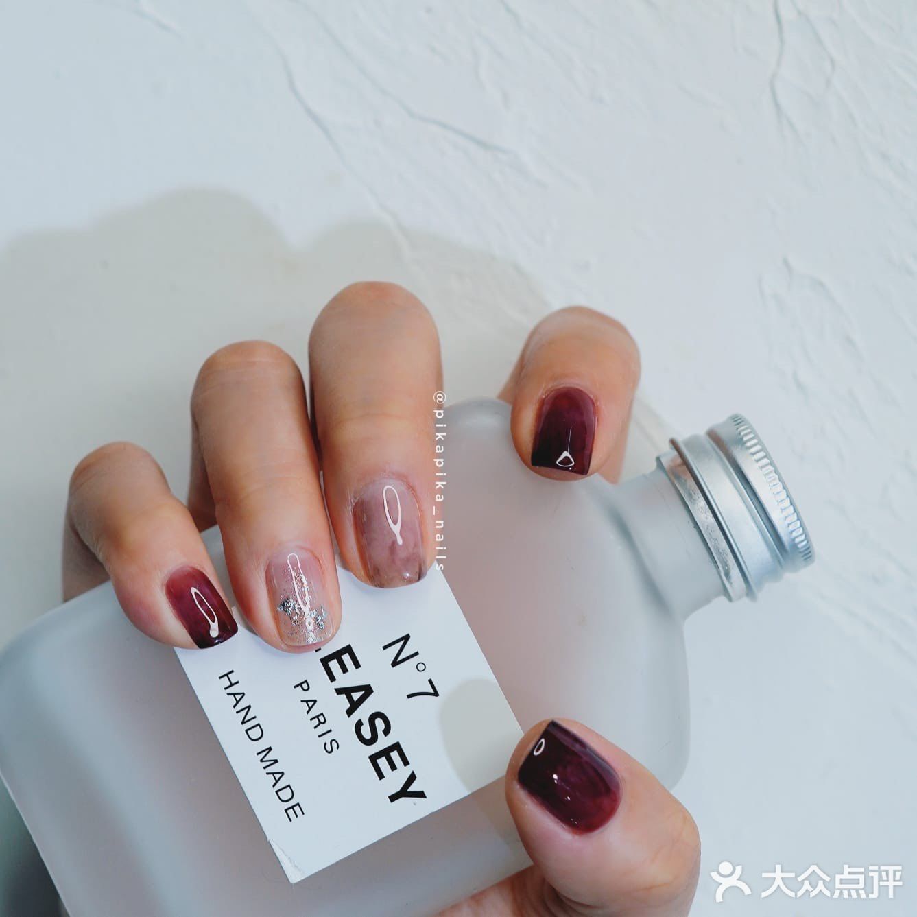 《美甲：猫眼石+金箔+净色》 上次整咗指甲之后