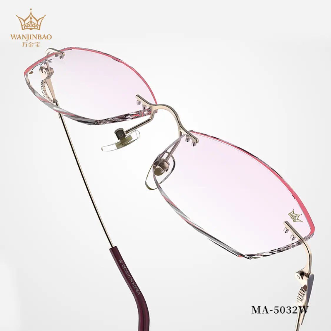 万金宝无框眼镜女钻石切边无边框镜可定制平光近