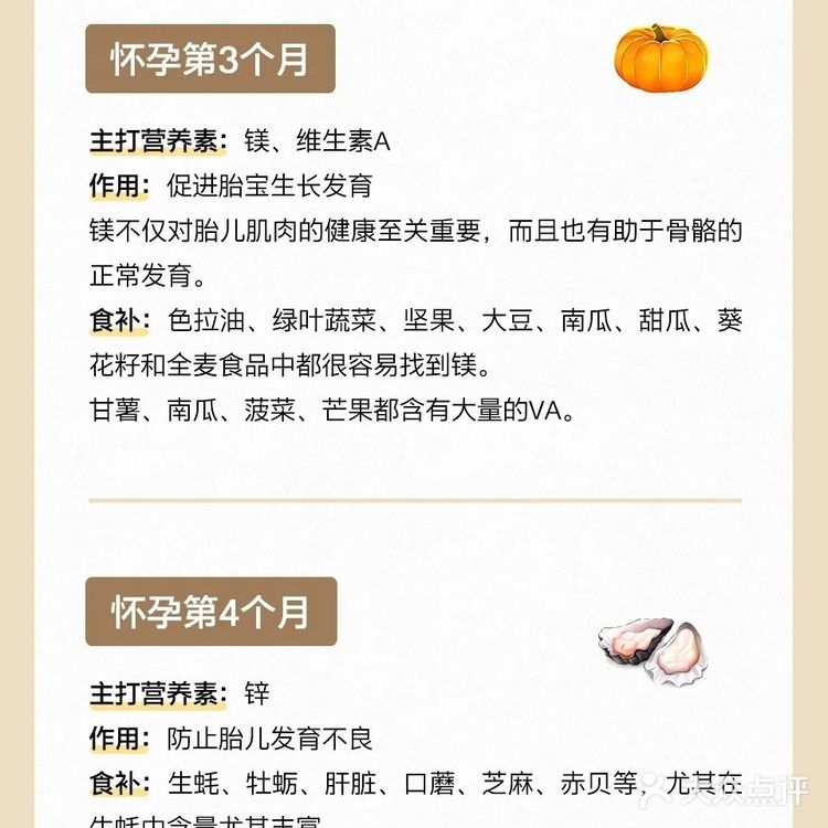 孕期每个月所需营养有哪些？