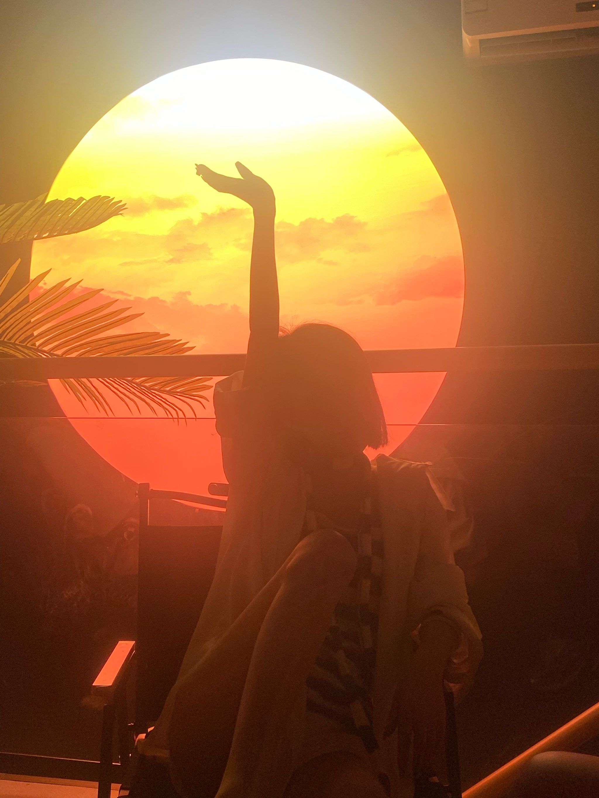 又是开心的一天,夕阳配美女,还有美酒,爽