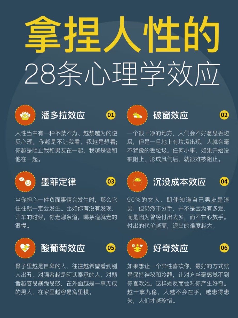 别再傻傻的,拿捏人性的28条心理学效应!