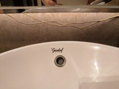 卫生间洗手池镜子下面裸露的电线-上海龙之梦万丽酒店