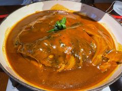 铁锅黄葱焗生态鱼头-时光乌托邦空中花园餐厅川味·融合菜(幸福广场店)