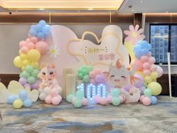 -鲸舞气球派对·宝宝宴·十岁生日布置·轻奢品牌形象店