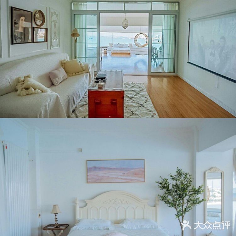 100多💰青岛270°海景民宿‼️躺在床上看大海