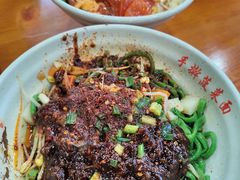 油泼+杂酱面-手擀菠菜面(西康路店)