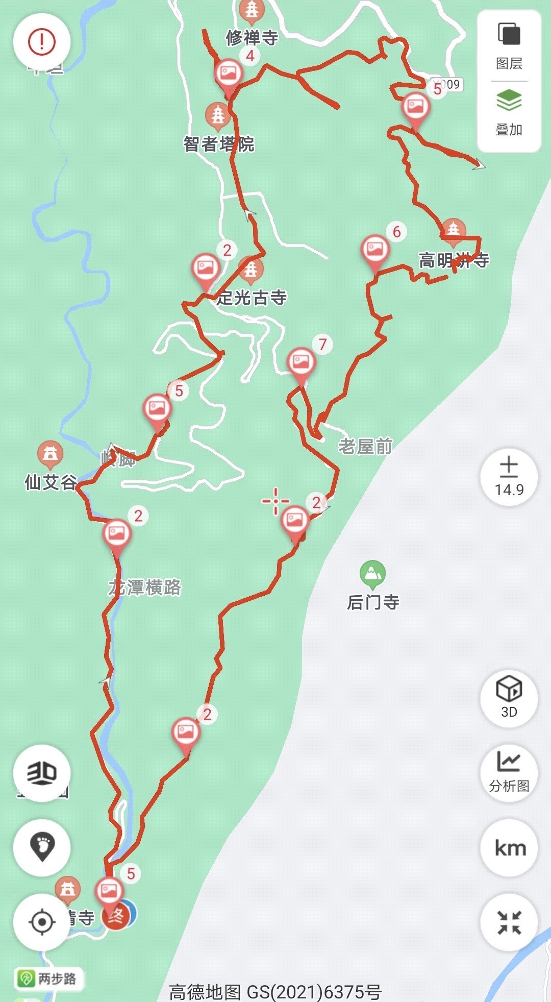 彭州天台山徒步路线图图片