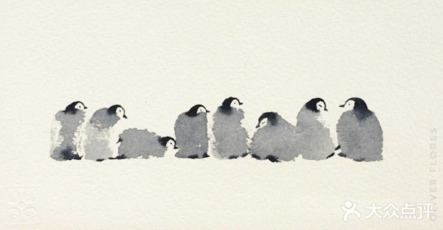 水彩笔中的企鹅🐧，可爱极了[亲亲]！