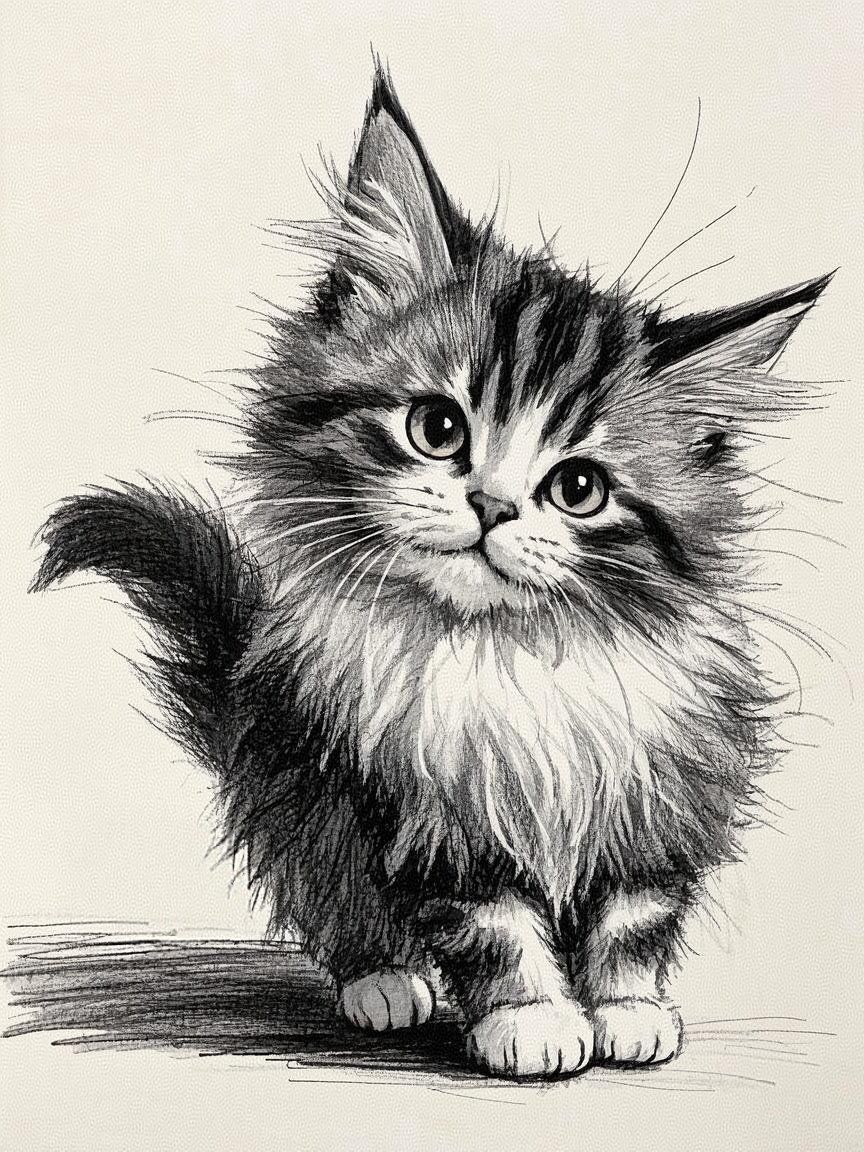 小猫咪素描也能画成这样