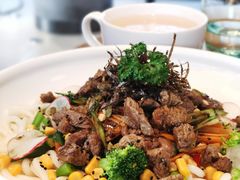 黑椒牛仔粒乌冬拌面-青麦家·融合餐厅(江岛智立方店)