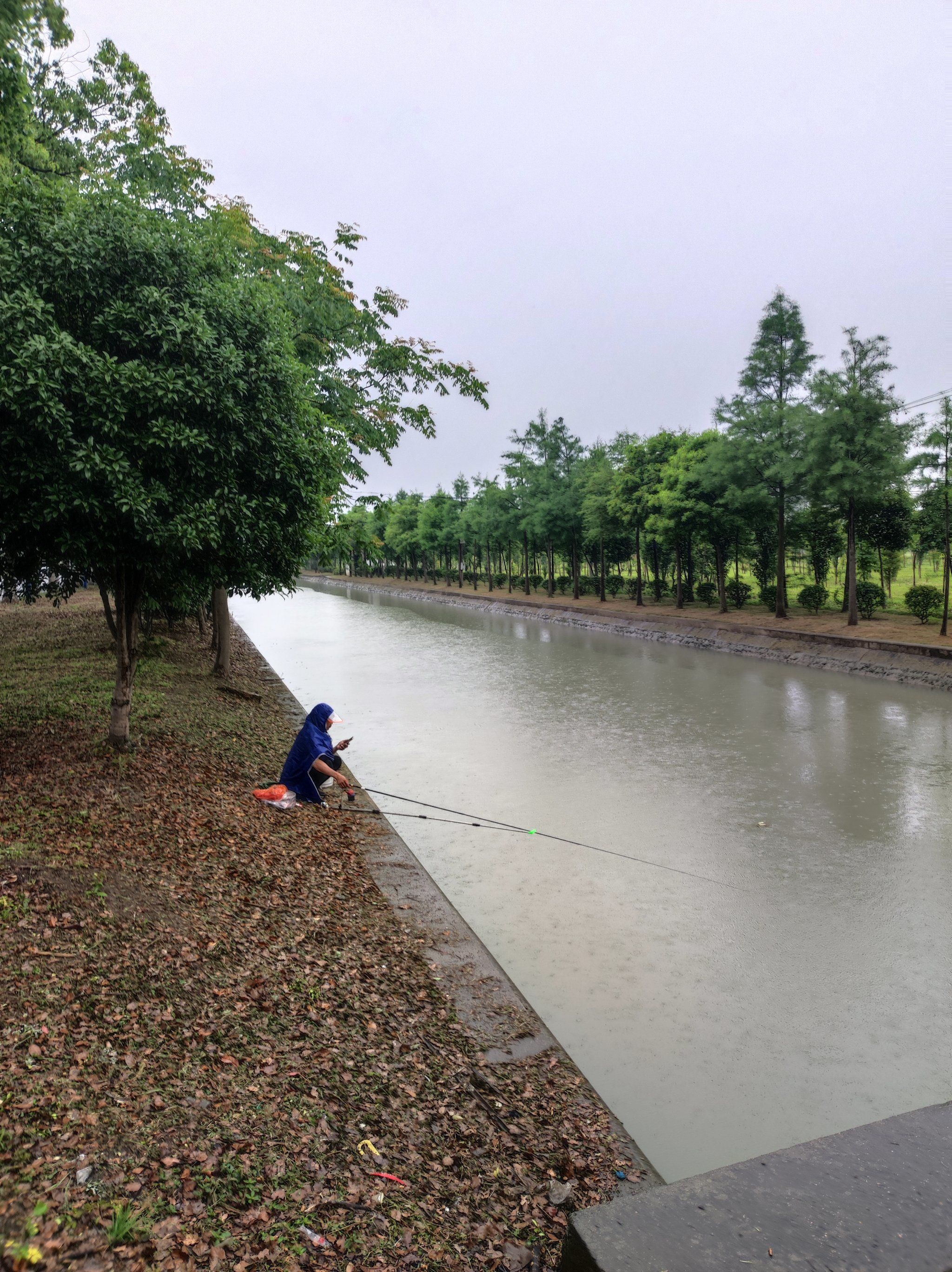 真正的钓鱼人,敢于在雨中垂钓