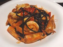 辣味海虾白葡萄酒汁墨鱼面-107私厨·牛排馆(龙岗店)