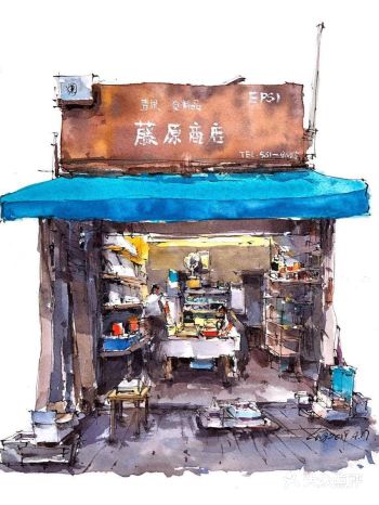 静谧的写实心灵的慰藉  杂乱的线条勾勒出的写生实景心
