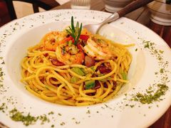 鲜虾蒜辣意面-小食院简餐厅