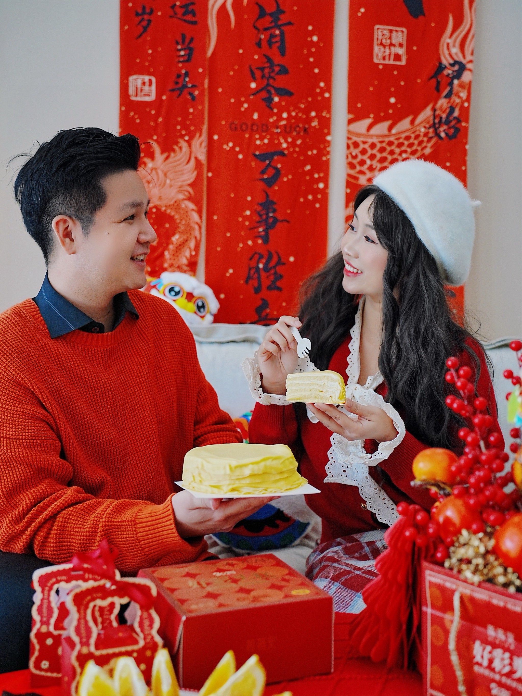 吃薇薇安好彩头糕,接新年好彩头啦,我真的是榴莲脑袋,老公知道我爱吃