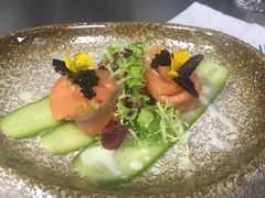 鲜虾慕斯酿三文鱼&nbsp;西梅海鸭卷&nbsp;&nbsp;芒果慕斯&nbsp;&nbsp;烟熏三文鱼-天骄国际酒店·布拉格西餐厅(白石湖店)