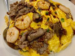 滑蛋牛肉虾仁饭-有章牛杂(石厦店)