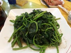 虾酱炒番薯叶-台山美食一绝阿四台山黄鳝饭(阿四创作店)