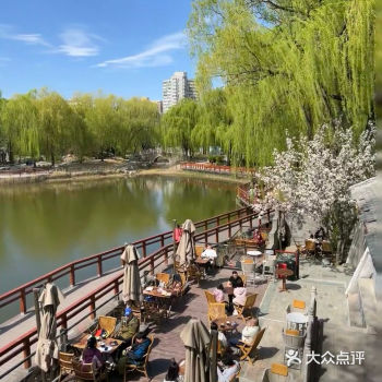 春日正好，在城市公园的湖边咖啡发呆一下午