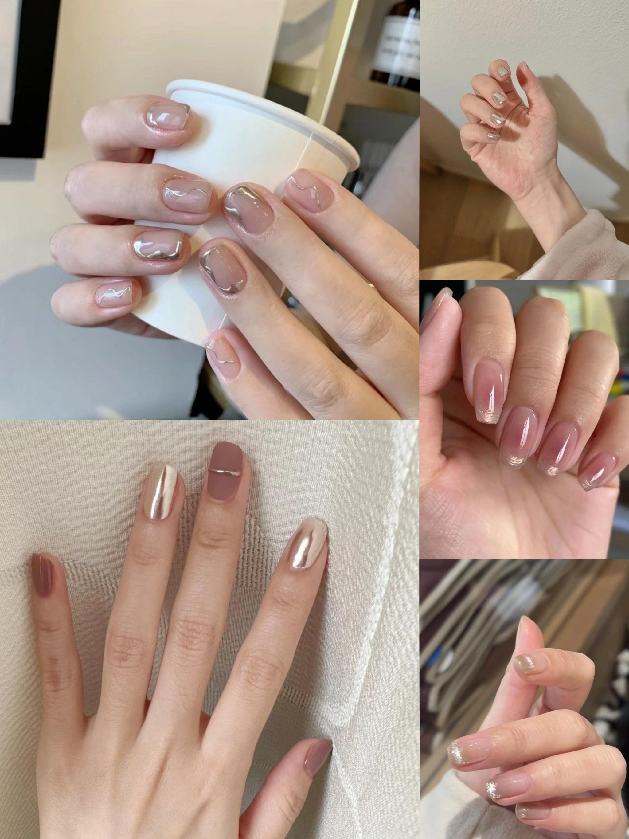 粉色系温柔美甲