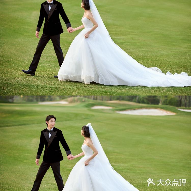 没有人能拒绝大场面草坪婚纱照的诱惑