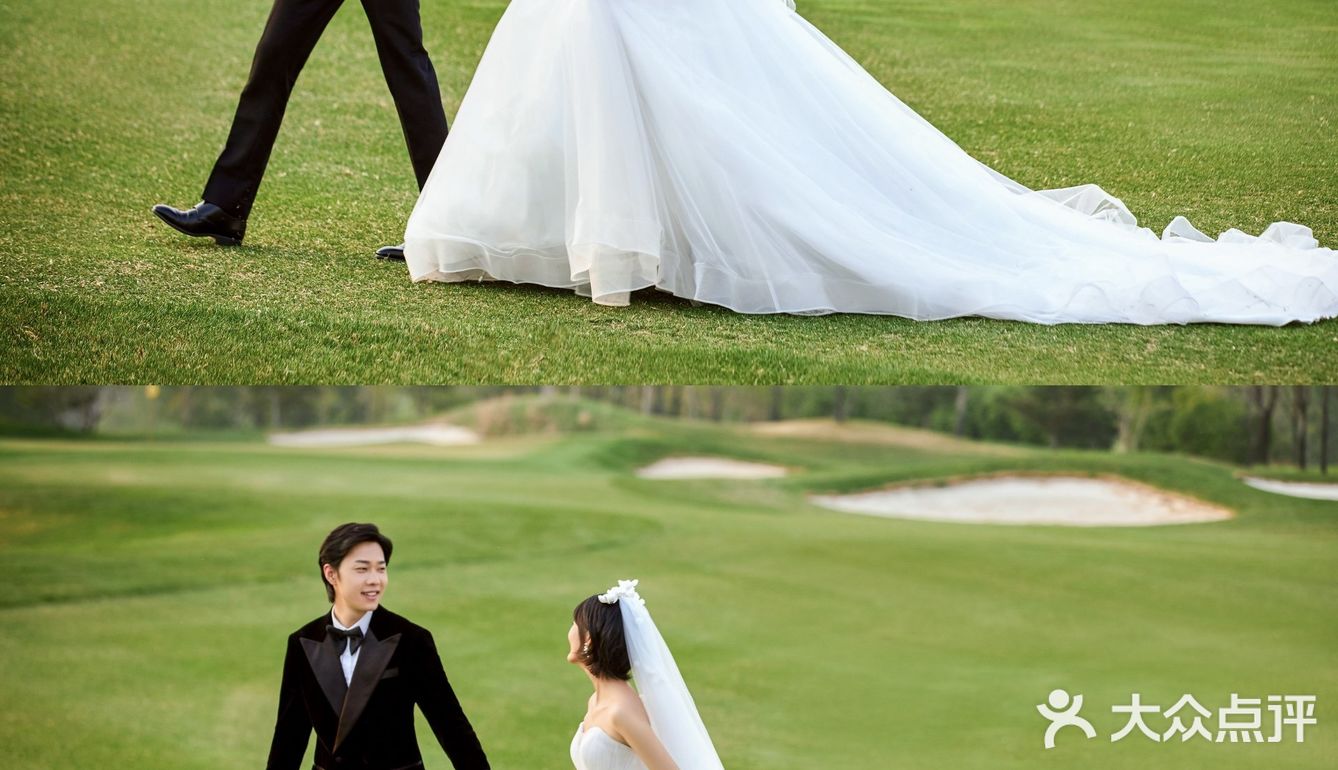 没有人能拒绝大场面草坪婚纱照的诱惑
