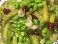 茄子毛豆白米虾-长兴岛郊野公园农场食堂