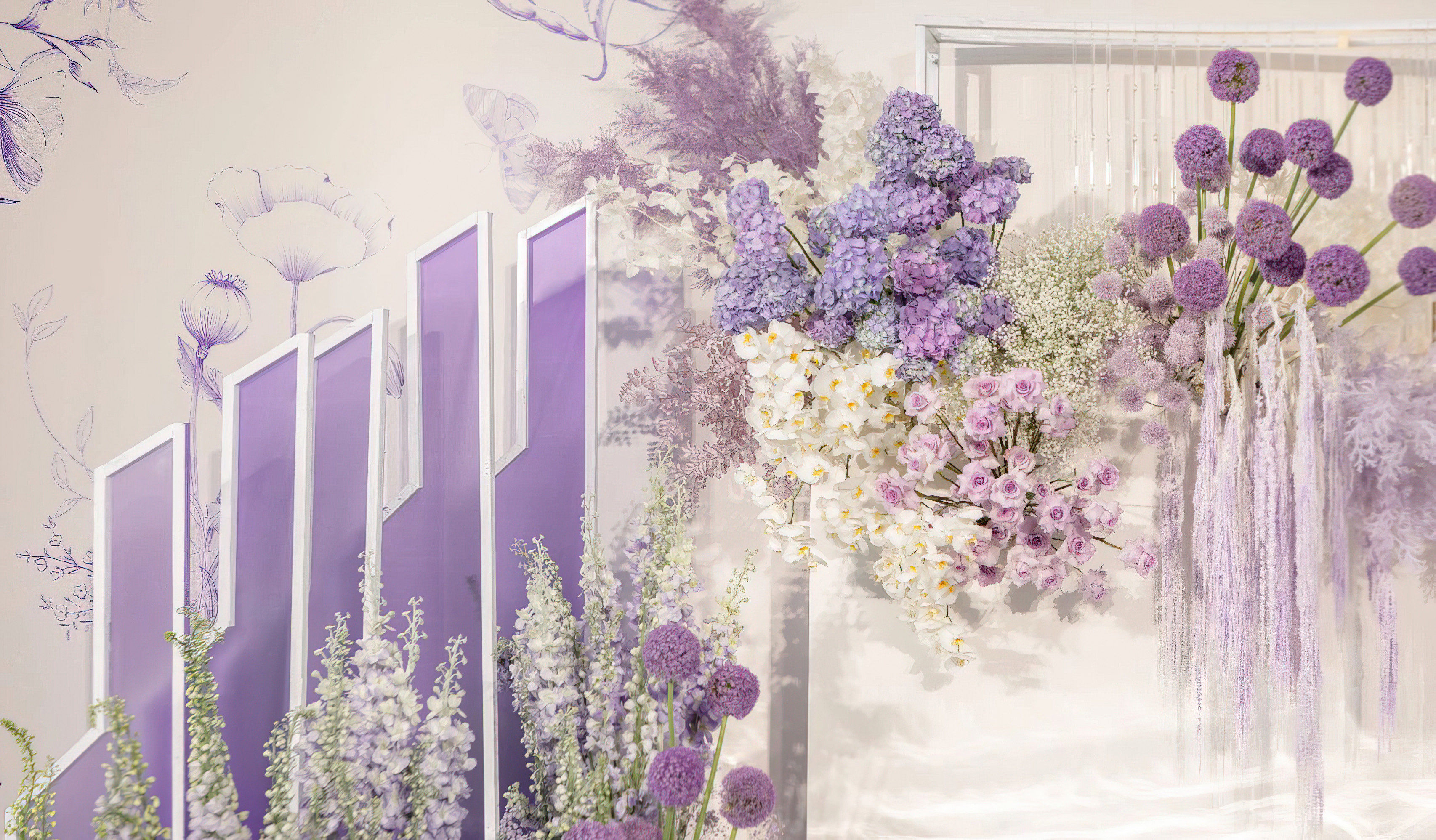 梦幻紫色婚礼布置